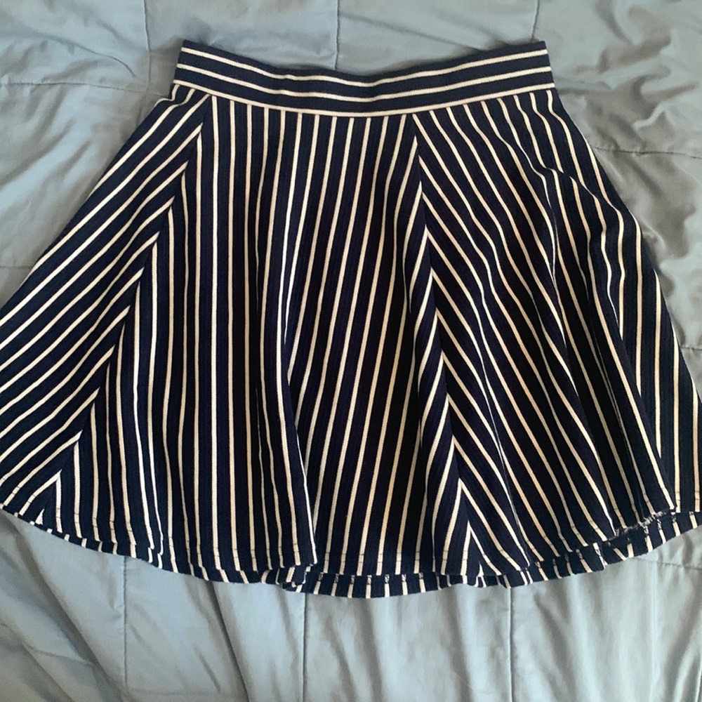 Navy blue and white striped skirt